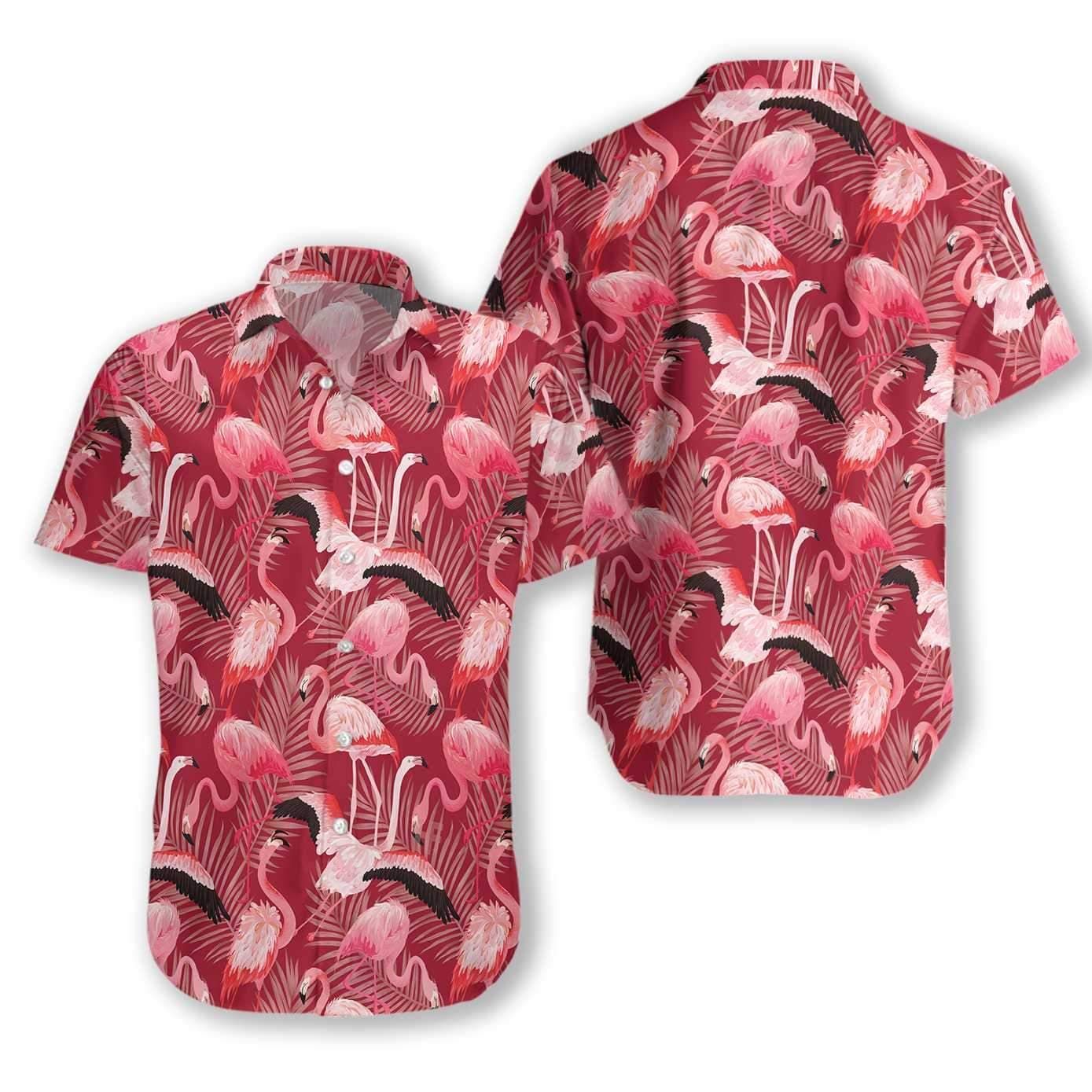 Felacia [Hawaii Shirt] Flamingo Red Christmas Hawaiian Aloha Shirts-ZX0628